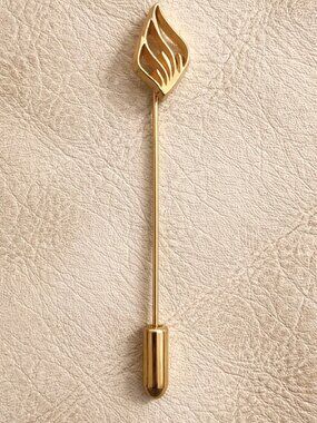 Gold Fire Flame Vintage 1980's Fashion Lapel Tie Stick Pin - Spiritual Divine